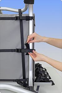 Each belt end can be secured quickly with hook-and-loop fastener.