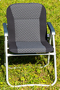 Padded cover for the serial camping chairs of VW T6.1 California Beach, design "Quadratic/Titanium Black"