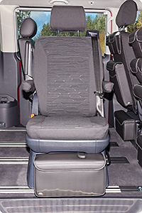 Second Skin pour le siège pivotant sans siège pour enfant intégré dans la 2ème rangée espace voyageurs Multivan / California Beach T6.1 VW design « Circuit / Noir Titane »