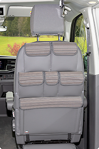 UTILITY pour les sièges de la cabine conducteur California Coast / Beach T6.1 / T6 / T5 VW, design T6.1 VW « Mixed Dots / Palladium Cuir »