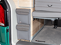 UTILITY for the rear wardrobe, 2 bags, VW T6.1 California Coast, design VW T6.1 „Mixed Dots/Leather Palladium“