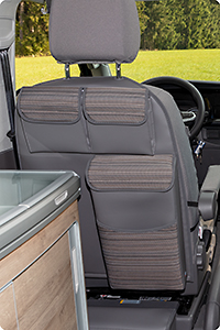 UTILITY con MULTIBOX para el asiento izquierdo de la cabina VW T6.1 California Coast, Design VW T6.1 "Mixed Dots/Cuero Paladio"