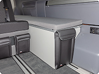 UTILITY with 1 pocket for the back and front of the stowage box VW T6.1 California Beach with 2-seater bench, design "Leather Palladium“