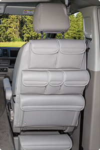 UTILITY para los asientos de la cabina VW T6/T5 California Ocean/Coast/Comfortline/Trendline/Beach / Multivan, "Cuero Gris Moonrock".