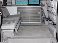 Veloursteppich für Fahrgastraum VW T6/T5 California Ocean, Coast, Comfortline, 2 Bodenschienen.