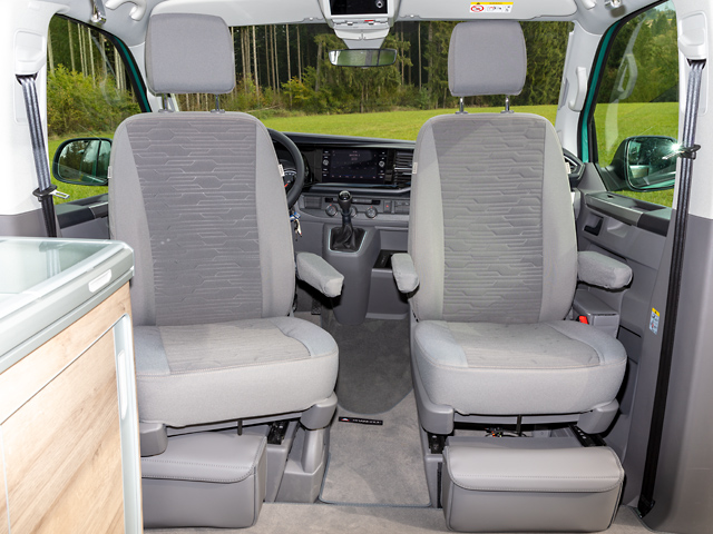 Housses de sièges avant DRIVEDRESSY spécial VW T6 & T6.1 California -  Accessoire intérieur pour van aménagé - H2R Equipements