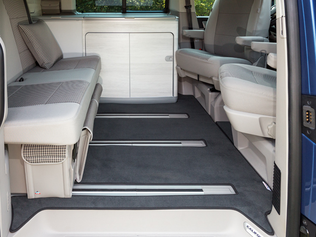 Alfombras tapices para VW t6 cabina de pasajeros maletero en terciopelo negro o antracita 