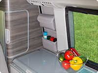 UTILITY para la ventana sobre la cocina VW T6/T5 California Ocean/Coast/Comfortline/Trendline, diseño: "Cuero Gris Moonrock".