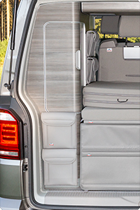 UTILITY para el armario del maletero, 2 bolsos, VW T6/T5 California Ocean, Coast, Comfortline, Trendline, diseño "Cuero Gris Moonrock"
