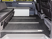 Velour carpet for passenger compartment VW T6.1 California Beach with 2-seater bench, design "Titanium Black"
