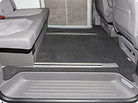 Velour carpet for passenger compartment VW T6.1 California Ocean / Coast with 2 rails,  design "Titanium Black"