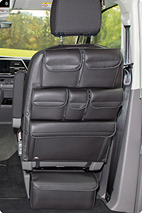 UTILITY para los asientos de la cabina VW T6.1/T6/T5 California Beach / Multivan, diseño VW T6.1 "Cuero Negro Titanio"