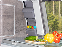 UTILITY para la ventana sobre la cocina de los VW T6.1 California Ocean / Coast , diseño "Cuero Paladio"