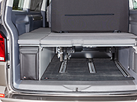 UTILITY with 1 pocket for the back and front of the stowage box VW T6.1 California Beach with 2-seater bench, design "Leather Palladium“
