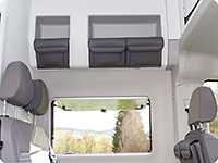 UTILITIES for the storage cabinet above the seating area of VW Grand California 680, design "Leather Palladium“